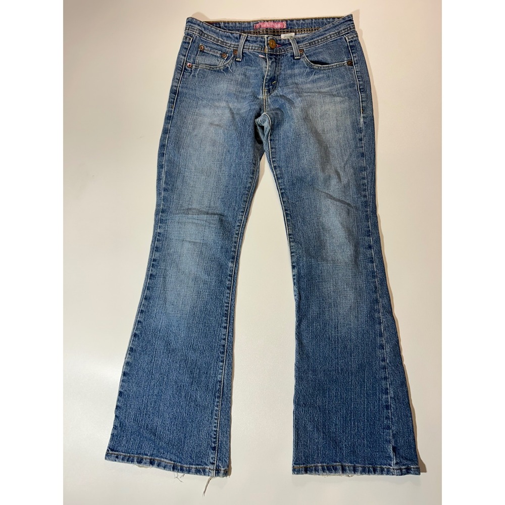 Levi's Superlow 518 Bootcut Jeans Womens 7M Blue Good Distressed Low Rise Flare